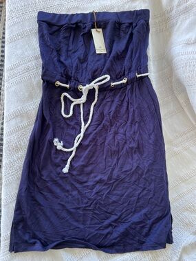 NWT Saint Tropez West Navy Strapless Rope Waist Sundress Bathing Suit Cover Up